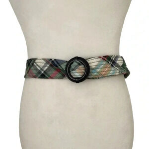 J. Crew Womens Cotton Plaid Y2K Fabric Belt
